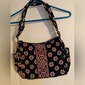 Vera Bradley On the Go Black Floral Black Shoulder Bag